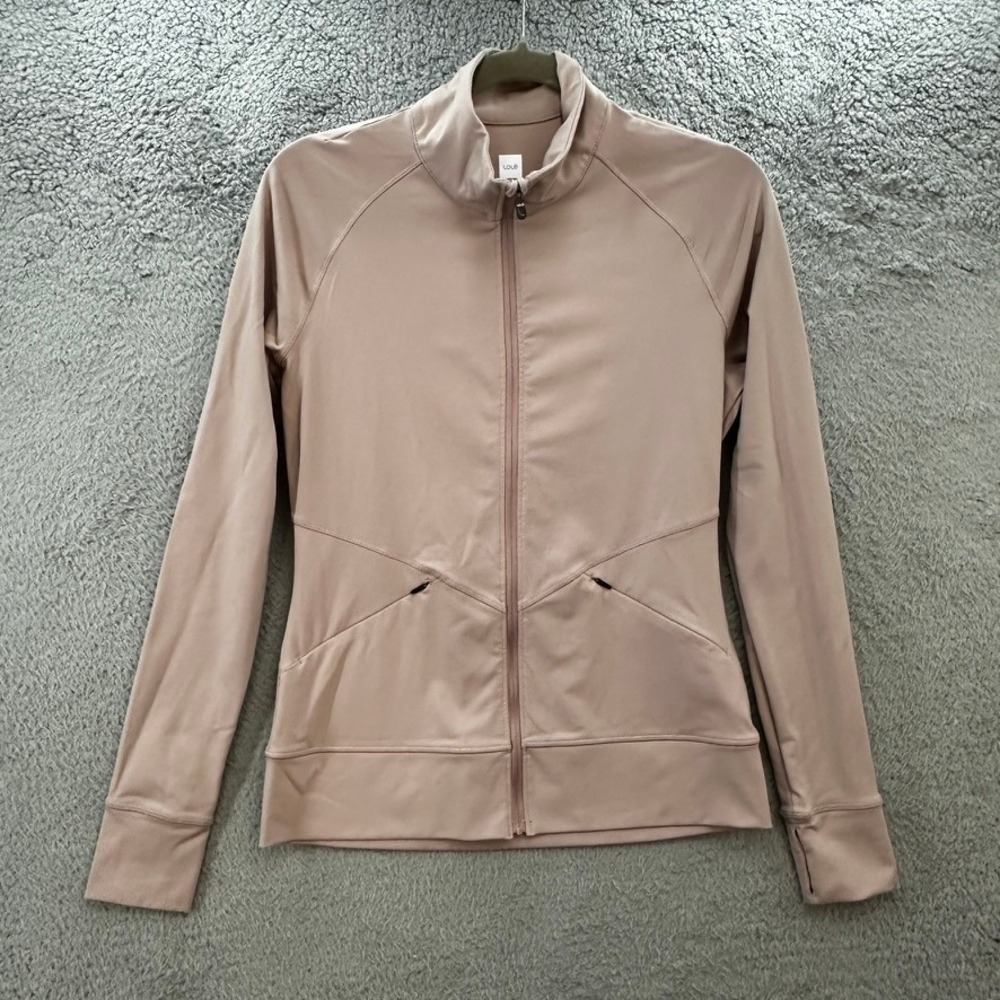 Lole Women's Medium Full Zip Athletic Jacket Mauve Pink Thumbholes